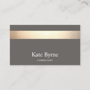 Modern Elegant Taupe Grey Gold Stripe Visitekaartje