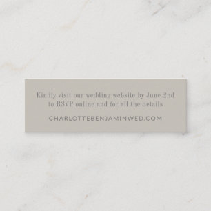 Modern Elegant Taupe RSVP Online Website Mini Kaar Visitekaartje