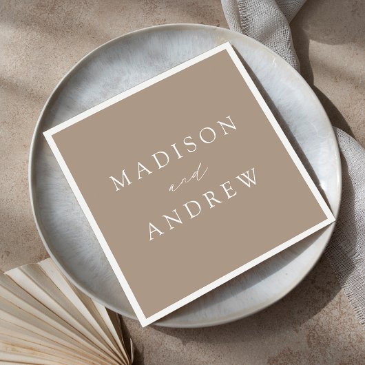 Modern Elegant Taupe Wedding Servet