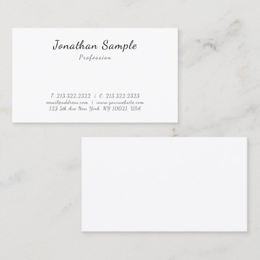 Modern Elegant Template Calligraphy Script Sleek Visitekaartje (Voorkant / Achterkant)