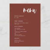 Modern elegant terracotta bruiloft menu (Voorkant)