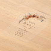 Modern Elegant Terracotta Fall Floral Wedding  Acryl Uitnodigingen (Laagn)