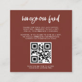 Modern elegant terracotta Honeymoon code QR Informatiekaartje (Voorkant)