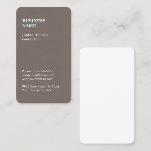 Modern Elegant Texture Brown Consultant Visitekaartje (Voorkant / Achterkant)