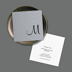 Modern Elegant Texture Gray Monogram Consultant Vierkante Visitekaartje