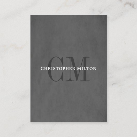 Modern Elegant Texture Gray Monogram Consultant Visitekaartje (Voorkant)