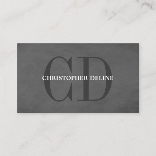 Modern Elegant Texture Gray Monogram Consultant Visitekaartje (Voorkant)