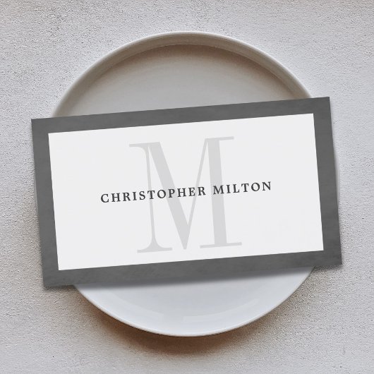 Modern Elegant Texture Gray Monogram Consultant Visitekaartje