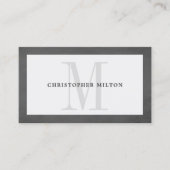 Modern Elegant Texture Gray Monogram Consultant Visitekaartje (Voorkant)