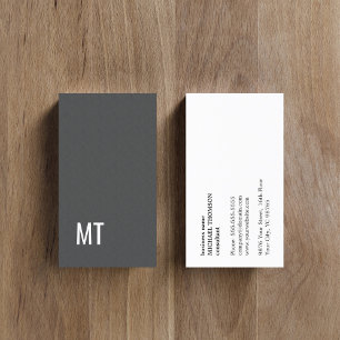 Modern Elegant Texture Grey White Monogram Visitekaartje