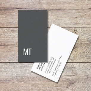 Modern Elegant Texture Grey White Monogram Visitekaartje
