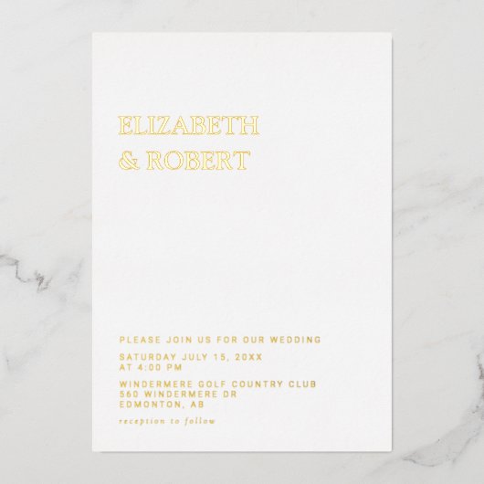 Modern Elegant Timeless Minimalist Wedding Classy Folie Uitnodiging (Voorkant)