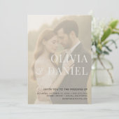 Modern Elegant Transparent Photo QR Code Wedding Kaart (Staand voorkant)