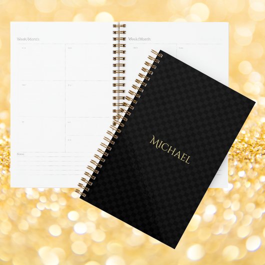 Modern Elegant Trendy Black Gold Weekly & Maandeli Planner