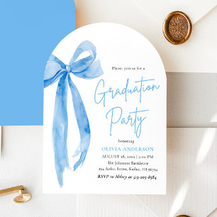 Modern Elegant Trendy Blue Bow Afstuderen Bogen Kaart