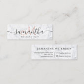 Modern elegant trendy white marble makeup hair mini visitekaartje (Voorkant / Achterkant)
