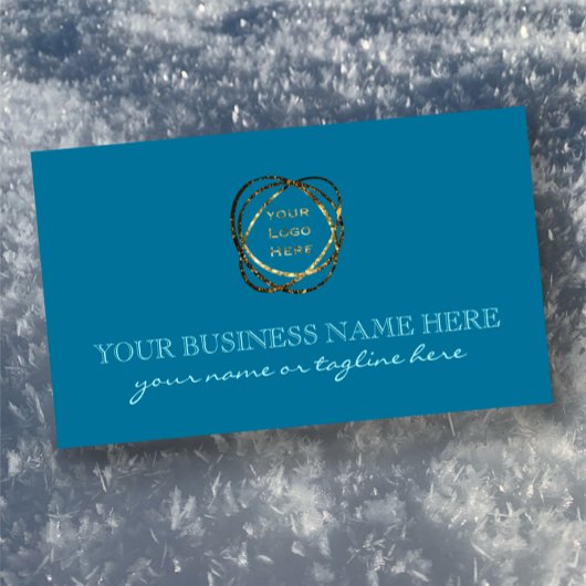 Modern Elegant Turquoise Custom Business Logo Visitekaartje