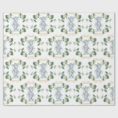 Modern & Elegant Twin Baby Elephant Greenery Gold Cadeaupapier (Vlak)