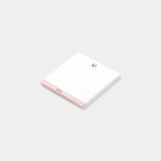 Modern Elegant Two Tone Monogram Post-it® Notes (Schuin)