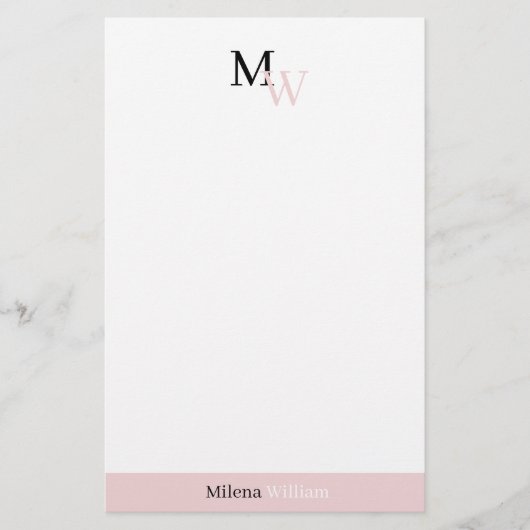 Modern Elegant Two Tone Monogrammed Briefpapier (Voorkant)