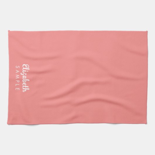 Modern Elegant Typografie Naam Best Peach Sjabloon Theedoek (Horizontaal)