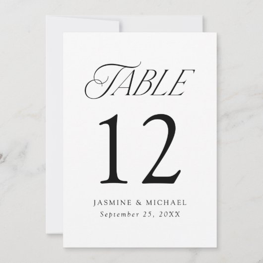 Modern Elegant Typografie Tafelnummer (Achterkant)