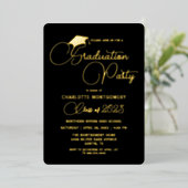 Modern Elegant Typography Afstuderen Invitation Folie Feestdagenkaart (Staand Voorkant)