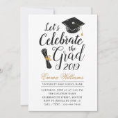 Modern Elegant Typography Black White Afstuderen Kaart (Voorkant)