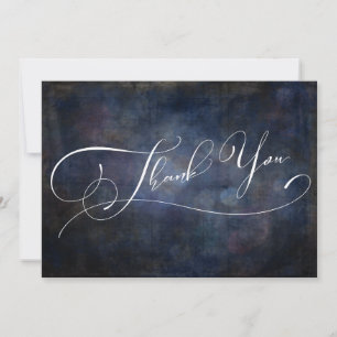 Modern Elegant Typography Navy Grunge Bokeh Bedankkaart