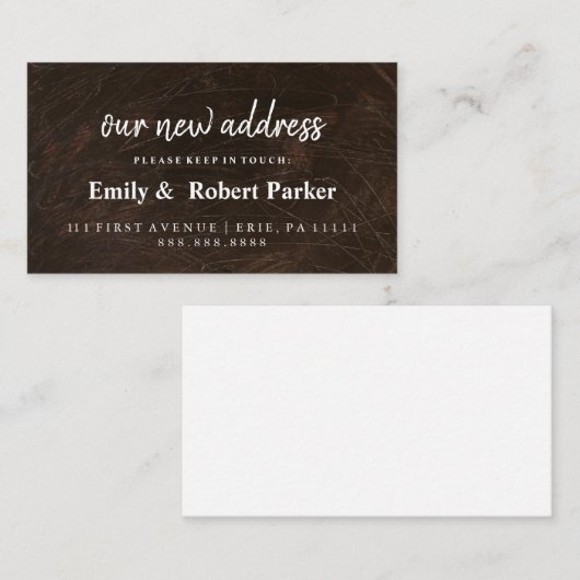 Modern Elegant Typography New Address Insert Informatiekaartje (Voorkant / Achterkant)