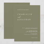 Modern Elegant Typography Olive Green Wedding Kaart (Voorkant / Achterkant)