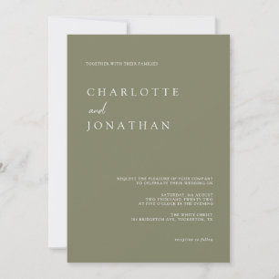 Modern Elegant Typography Olive Green Wedding Kaart