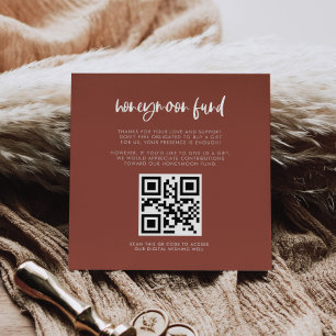 Modern elegant verbrand baksteen Honeymoon code QR Informatiekaartje