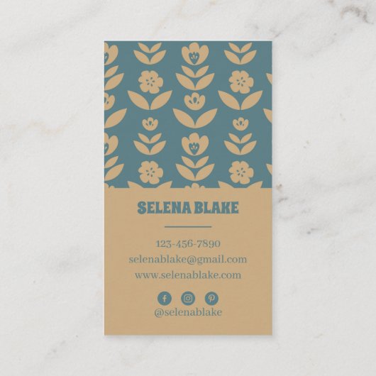 Modern Elegant Verticaal Bloemontwerp Visitekaartje (Achterkant)