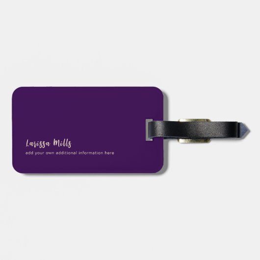 Modern Elegant Vliegtuig Paarse Bagagelabel (Achterkant horizontaal)