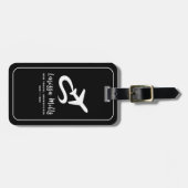 Modern Elegant Vliegtuig Zwart Wit Bagagelabel (Voorkant horizontaal)