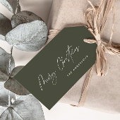 Modern elegant vrolijk kerstscript groen cadeaulabel
