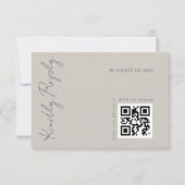 Modern Elegant Warm Grijs Trouwen QR-code RSVP Kaartje (Voorkant)