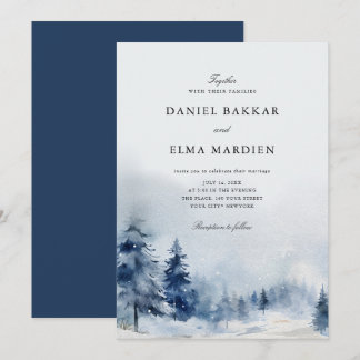 Modern Elegant Watercolor Winter wedding Kaart