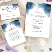 Modern Elegant Waterverf Celestial Wedding Kaart
