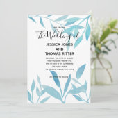 Modern Elegant Waterverf Floral Blue Kaart (Staand voorkant)