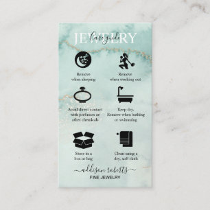 Modern Elegant Waterverf Green Jewelry Care Busi Visitekaartje