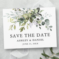 Modern Elegant Waterverf Greenery Save the Date