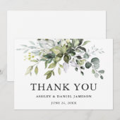 Modern Elegant Waterverf Greenery Wedding Bedankkaart (Voorkant / Achterkant)