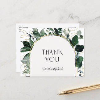 Modern Elegant Waterverf groen dank u Briefkaart