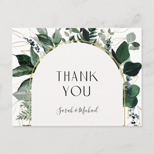 Modern Elegant Waterverf groen dank u Briefkaart (Voorkant)