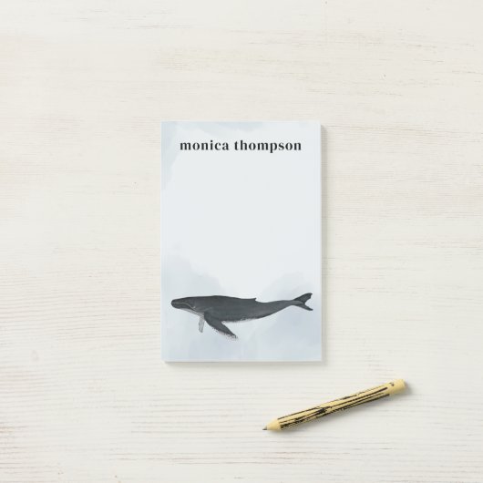 Modern Elegant Waterverf Humpback Whale Post-it® Notes (Op bureau)