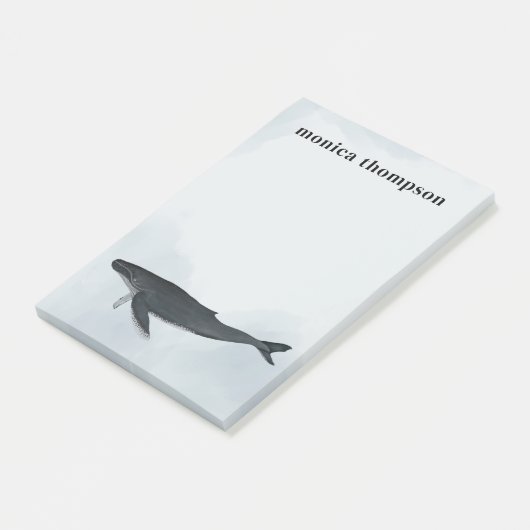 Modern Elegant Waterverf Humpback Whale Post-it® Notes (Schuin)