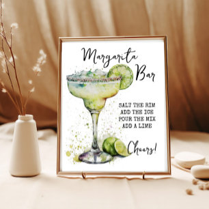 Modern Elegant Waterverf Margarita Bar Teken Reclamebord Met Voetstuk
