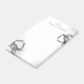 Modern Elegant Waterverf minimalistisch blauw krab Post-it® Notes (Schuin)